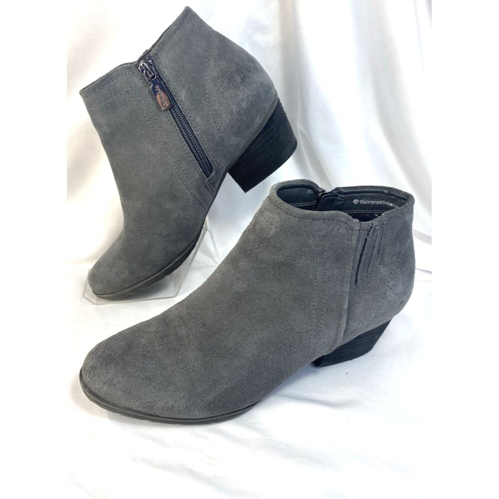 Blondo Valli Women's 8 M Waterproof Side Zip Heel Ankle Booties Gray Suede